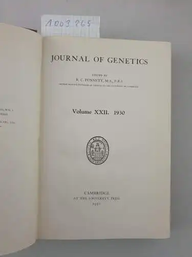 Cambridge University Press: Journal of genetics Volume XXII. 
