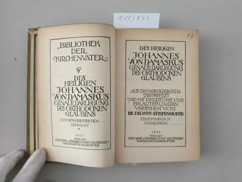 Bardenhewer (Hrsg.), O: (Bd. I-X) Bibliothek der Kirchenväter. Des heiligen Kirchenvaters Aurelius Augustinus Ausgewählte Schriften. 
