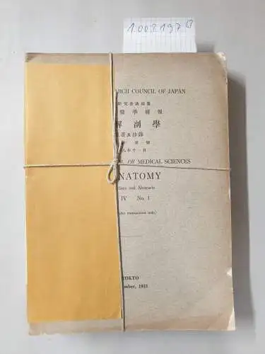 National Research Council of Japan: (Vol. IV No. 1-3) Japanese journal of medical sciences. Section 1. Anatomy. Transactions and abstracts. 