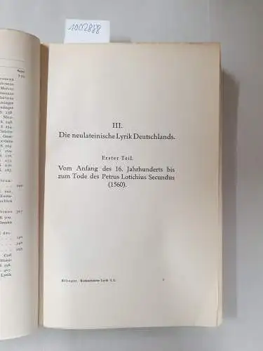 Ellinger, Georg: Die neulateinische Lyrik Deutschlands in der ersten Hälfte des sechzehnten Jahrhunderts
 (= Geschichte der neulateinischen Literatur Deutschlands im sechzehnten Jahrhundert , II). 