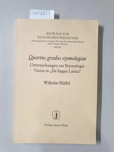 Varro: Quartus gradus etymologiae. Untersuchungen zur Etymologie Varros in "De lingua Latina"
 (= Beiträge zur Klassischen Philologie, Heft 131). 