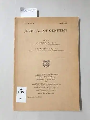 Punnett, R.C. und W. Bateson: Journal of Genetics, Vol. 4, no.4, April 1915. 