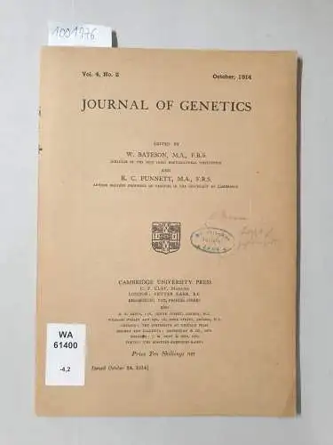 Punnett, R.C. und W. Bateson: Journal of Genetics, Vol. 4, no.2, October, 1914. 