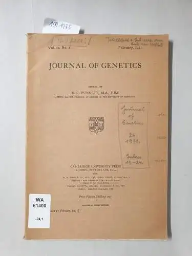 Punnett, R.C: Journal of Genetics, Vol. 24, no.1, February 1931. 