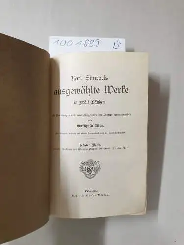 Klee, Gotthold: Karl Simrocks ausgewählte Werke in zwölf Bänden, 12 Bände in 4 Bände. 