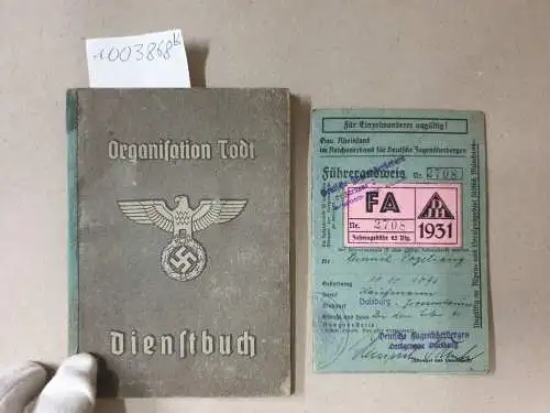 Konvolut Pers. Dokumente Heinrich Vogelsang, Dienstbuch Organisation Todt, DJH- Führerausweis