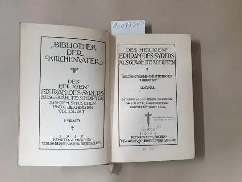 Ephräm der Syrer: Ausgewählte Schriften (Band I+II) (Bibliothek der Kirchenväter). 