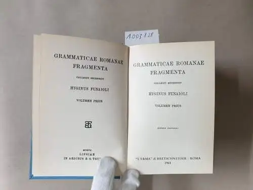 Funaioli, H: Grammaticae romanae fragmenta (Reprint von 1907). 