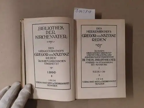 Bardenhewer, Otto (Hrsg.): (1. Band ) Gregor von Nazianz. Des Heiligen Bischofs Gregor von Nazianz Reden. 