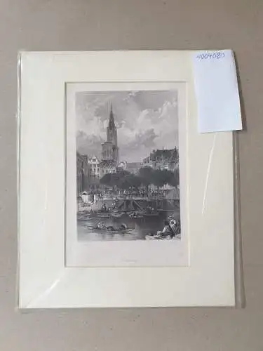 gestochen von Arthur Willmore nach einer Zeichnung von Birket Foster, Strasburg- Am Fischmarkt : Original-Stahlstich