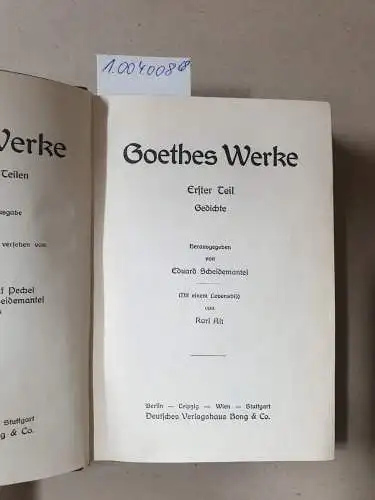 Goethe, Johann Wolfgang von: Goethes Werke. Auswahl in zwanzig Teilen (komplett in 8 Büchern). 