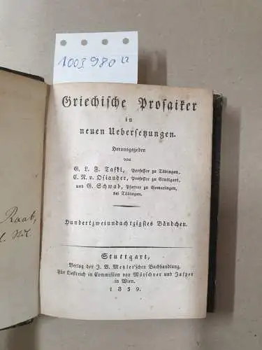 Aelianus, Claudius: Werke. Übersetzt von Ephorus Wunderlich u. Friedrich Jacobs, 1.-6. Bändchen in 2 Büchern. 