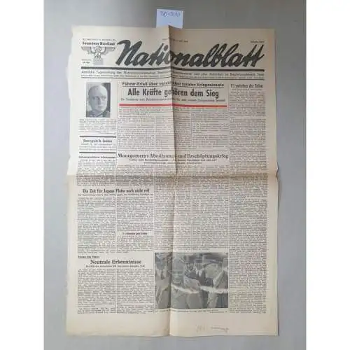 Nationalblatt: Nationalblatt, 26. Juli 1944, 15. Jahrgang , Nr. 173 : Erlaß über den Totalen Kriegseinsatz : Titelseite
 Amtliche Tageszeitung  der NSDAP und aller Behörden im Regierungsbezirk Trier, Gauzeitung Moselland. 