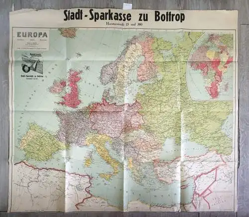 Landkarte: Europa  ( Mittelmeer - Afrika - Kleinasien ) 1:500.000 , Stadt-Sparkasse zu  Bottrop. 