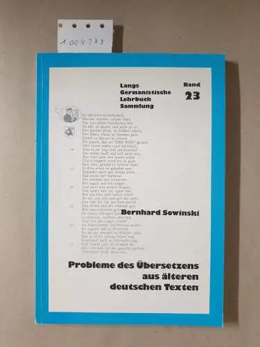 Sowinski, Bernhard: Probleme des Übersetzens aus älteren deutschen Texten. 