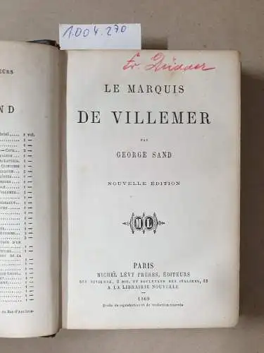 Sand, George: Le Marquis de Villemer : Nouvelle édition. 