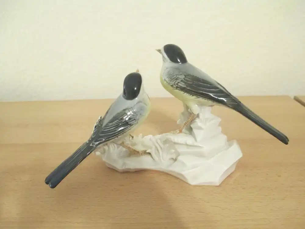 Karl Ens Volkstedt Porzellan Figur 2 Vögel Bachstelzen 1
