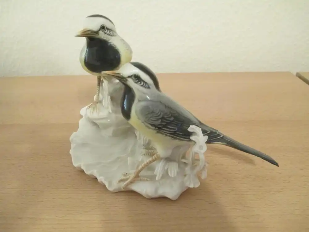 Karl Ens Volkstedt Porzellan Figur 2 Vögel Bachstelzen 2