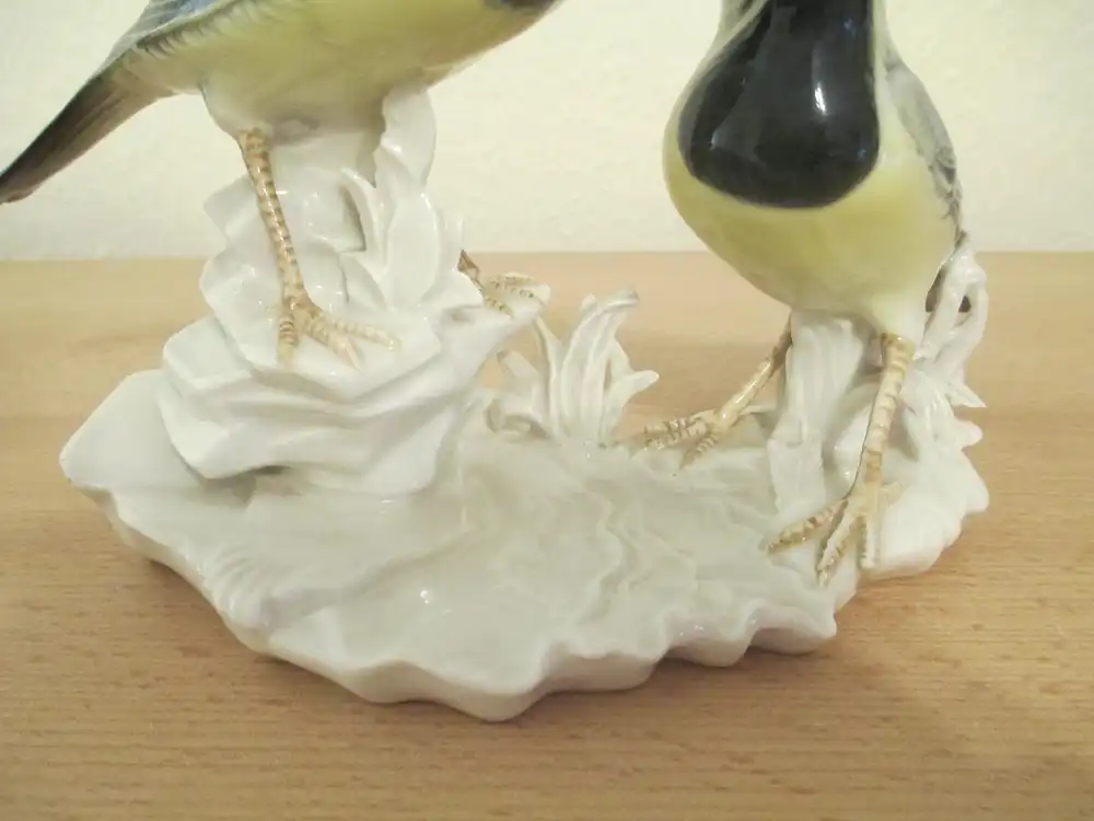 Karl Ens Volkstedt Porzellan Figur 2 Vögel Bachstelzen 5