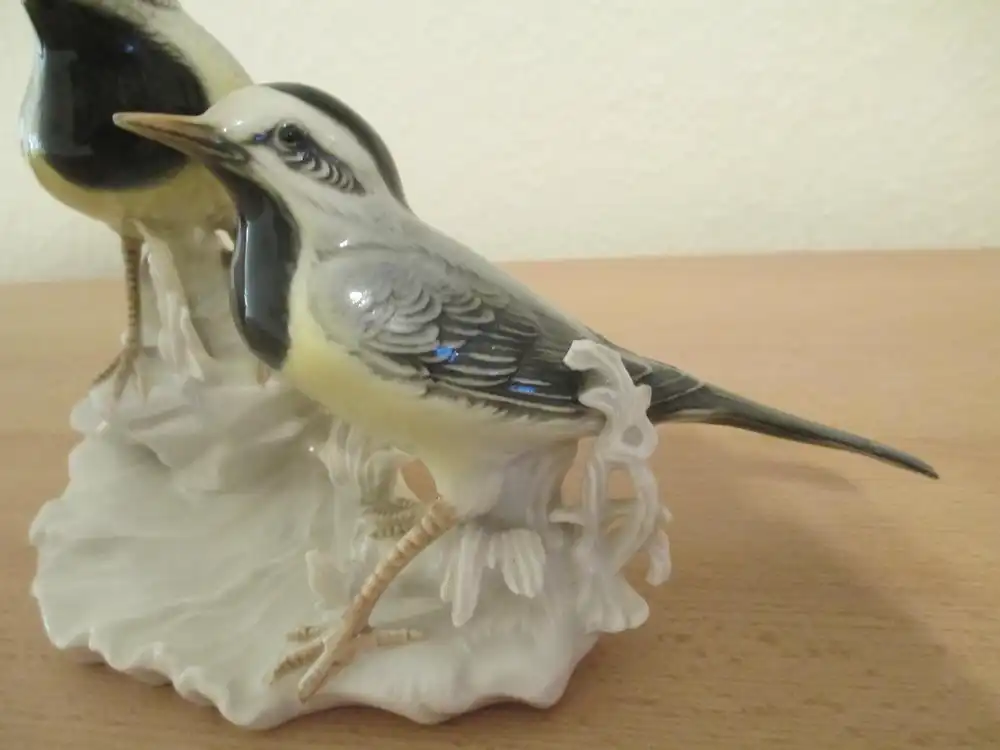 Karl Ens Volkstedt Porzellan Figur 2 Vögel Bachstelzen 6