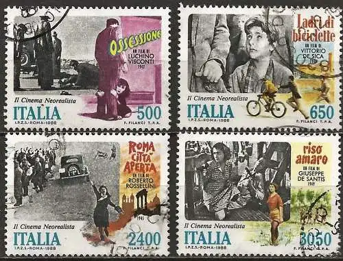 Italie 1988 - Le cinéma italien  - Série Complète - Oblitérés
