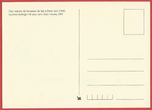 [Ansichtskarte] Milchlieferer in Paris um 1930 - Reproduktion altes Foto /
Livreur de lait à Paris vers 1930 - Reproduction d'une photo ancienne /
Milk delivery man in Paris around 1930 - Old photo reproduction. 