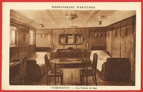 [Ansichtskarte] Transatlantikliner " D'Artagnan " - Cie des Messageries Maritimes - Luxuskabine /
Cabine de luxe. 