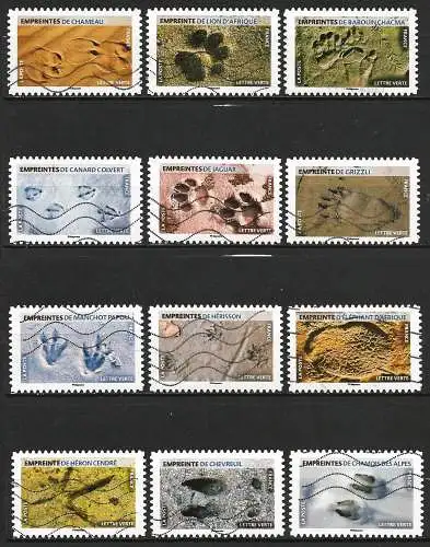 Frankreich (France) 2021 - Mi 7836/47 - YT Ad 1956/67 - Tierspuren ( Empreintes d'animaux - Footprints of animals )