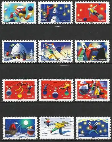 Frankreich (France) 2022 – Mi 8355/66 - YT Ad 2214/25 - Weihnachtsbriefmarken ( Timbres de Noël - Christmas stamps ) Komplette Serie