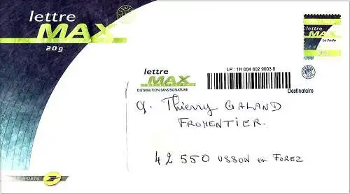 Frankreich (France) 2010 – Ganzsachen " Bereit zum Posten " ( Entier-Postal : Lettre MAX 20g - Courrier Suivi " )