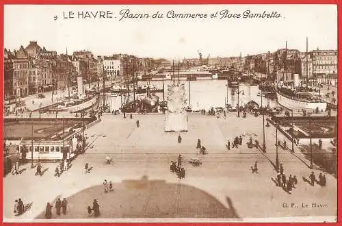 [Ansichtskarte] Seine-Maritime - Le Havre : Handelshafen und Place Gambetta /
Port de Commerce /
Commercial port. 