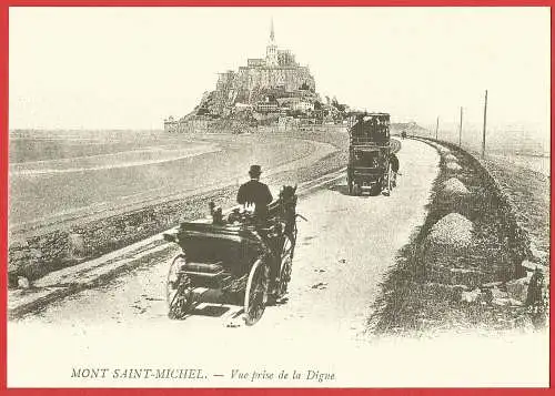 [Ansichtskarte] Mont Saint-Michel : Kutschen auf dem Deich /
Calèches sur la digue /
Carriages on the sea wall. 