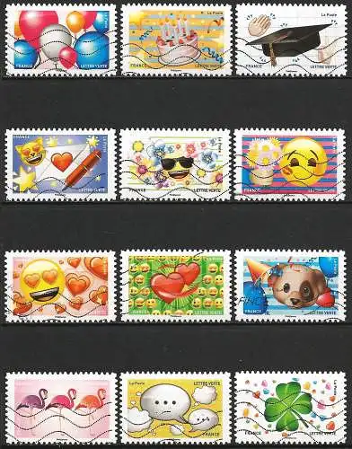 Frankreich 2018 - Mi 7004/15 - YT Ad 1558/69 - Emoticons - Komplette Serie