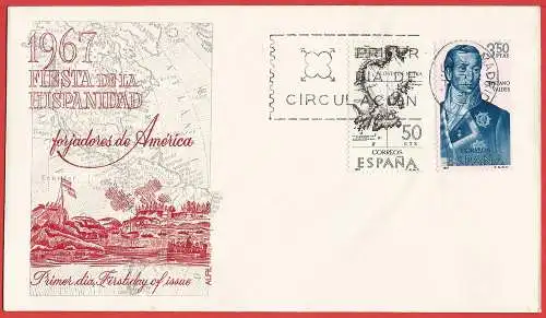 Spanien (Espagne) FDC 1967 - Mi 1712 & 17 - YT 1479 & 84 - Die Eroberer des Amerika ( Conquistadors - The conquerors of America ) 