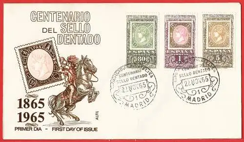Spanien 1965 - Mi 1581/83 - YT 1346/48 - 100 Jahre Briefmarke - FDC 