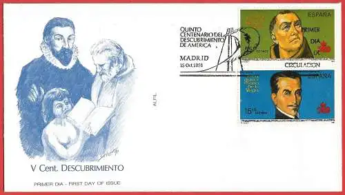 Spanien (Espagne) FDC 1991 - Mi 3011 & 14 - YT 2746 & 49 - 500 Jahre Entdeckung Amerikas