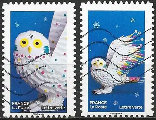 Frankreich (France) 2019 - Mi 7478 & 84 - YT Ad 1791/92 - Vogel : Eule ( Oiseau : Chouette - Bird : Owl )