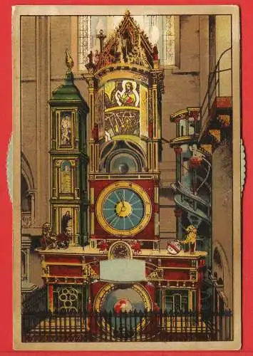 [Ansichtskarte] Frankreich (France) Bas-Rhin - Strasbourg : Astronomische Uhr der Kathedrale – Karte mit Mechanismus / 
Horloge astronomique de la cathédrale - Carte à système /
Cathedral Astronomical Clock - Card with mechanism. 