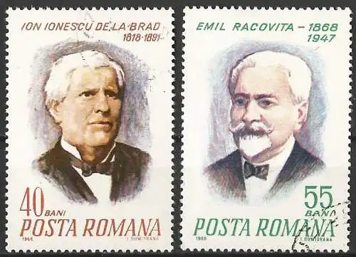 Rümanien (Roumanie) 1968 – Mi 2683/84 - YT 2387/88 - Emil Racovita & Ion Ionescu de la Brad