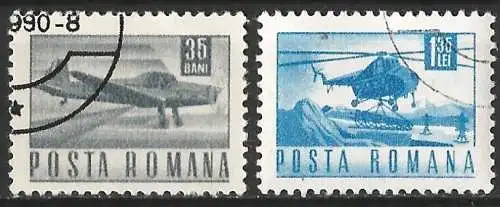 Rümanien (Roumanie) 1968 – Mi 2642 & 47 - YT 2348 & 55 - Flugzeug und Hubschrauber ( Avion et hélicopère )