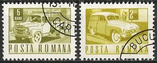 Rümanien (Roumanie) 1968 – Mi 2639 & 51 - YT 2345 & 60 - Lastwagen & wagen ( Camion et auto - Truck & car )