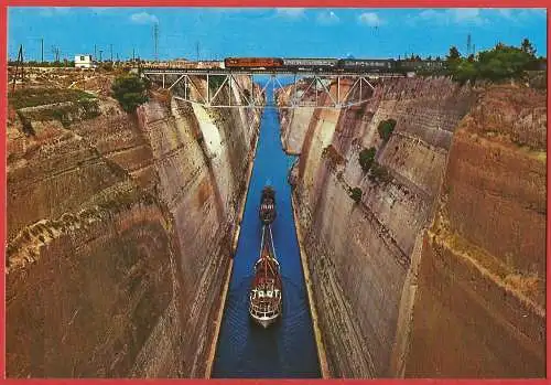 [Ansichtskarte] Griechenland : Kanal von Korinth - Zug /
Grèce : Canal de Corinthe - Train /
Greece : Corinth Canal - Train. 