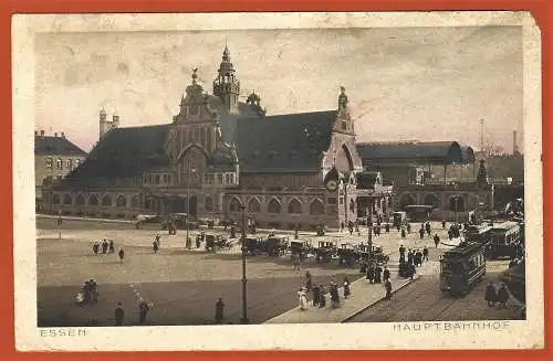 [Ansichtskarte] Deutschland : Essen - Haupt Bahnhof - Straßenbahn /
Allemagne : Essen - gare principale - tramway /
Germany: Essen - main station - tram. 