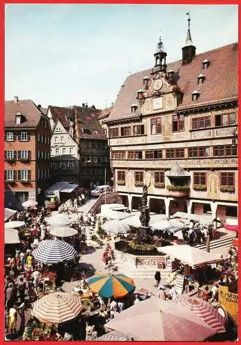 [Ansichtskarte] Deutschland - Tübingen : Marktplatz und das Rathaus. 