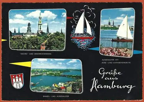 [Ansichtskarte] Deutschland : Grüße auf Hamburg /
Allemagne - Salutations de Hambourg /
Germany - Greetings. 