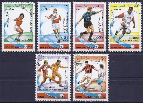 Afghanistan 1996 - Mi 1681/86 - YT 1488/93 - Französischer Fußballpokal ( Coupe de France de Football ) Komplette serie