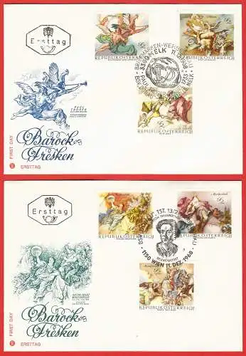 Österreich (Autriche) 1968 - Mi 1278/83 - YT 1108/13 - Barock Fresken ( Fresques - Frescos ) Komplette serie - 2 FDC