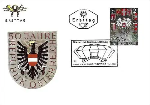 Österreich (Autriche) 1968 - Mi 1273/75 - YT 1103/05 - 50. Jahrestag der Republik ( Anniversaire de la République ) 3 FDC