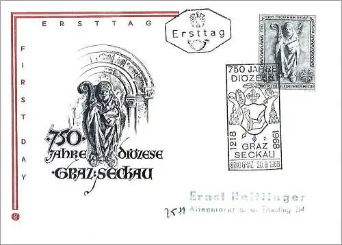 Österreich (Autriche) 1968 - Mi 1270 - YT 1100 - 750 Jahre Diozese Graz-Seckau - FDC