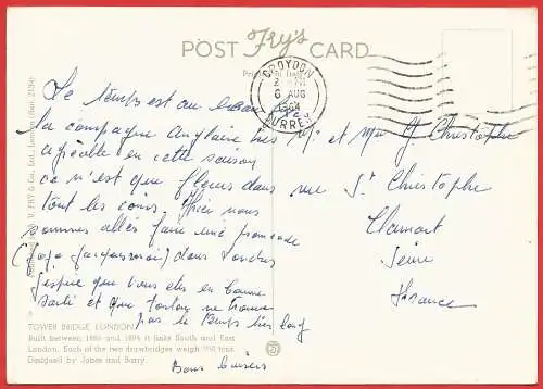 [Ansichtskarte] Großbritanien : Tower Bridge in London. 